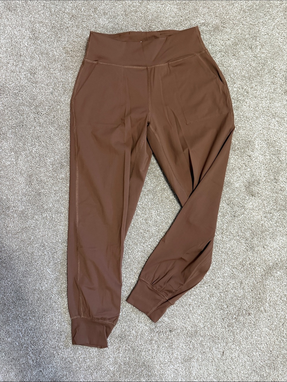 High-Rise Brown Jogger Pants with Slim Cuffs
